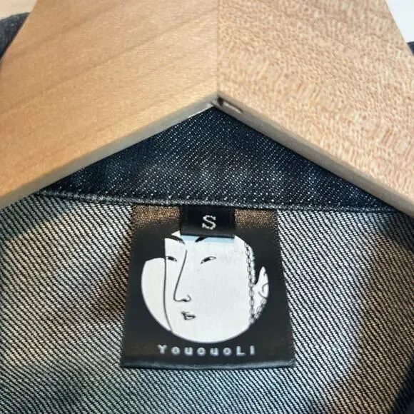 Yououoli Embroidered Denim Trucker Jacket Size S   Japanese Streetwear Y2K VTG - Picture 2 of 7